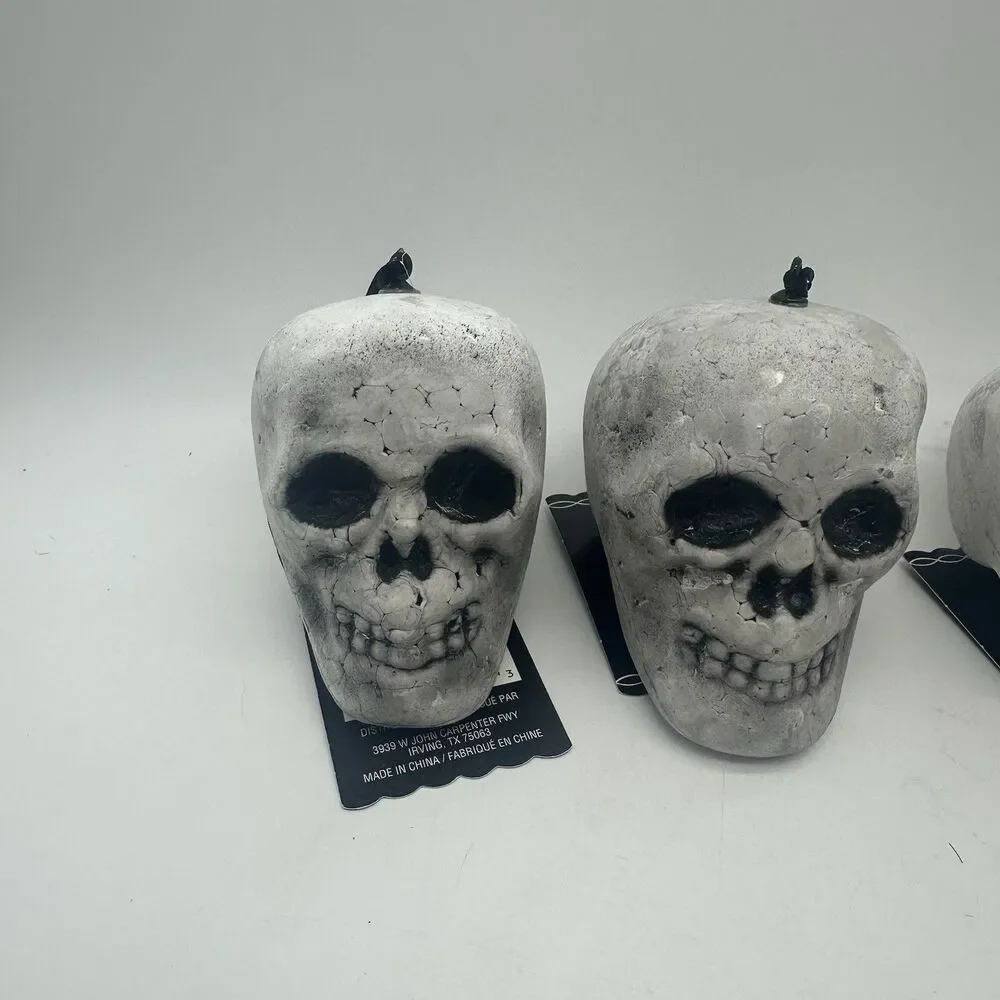 7 Pc Halloween Skull Head Ornaments Lot Creepy Clown Skeleton Decor